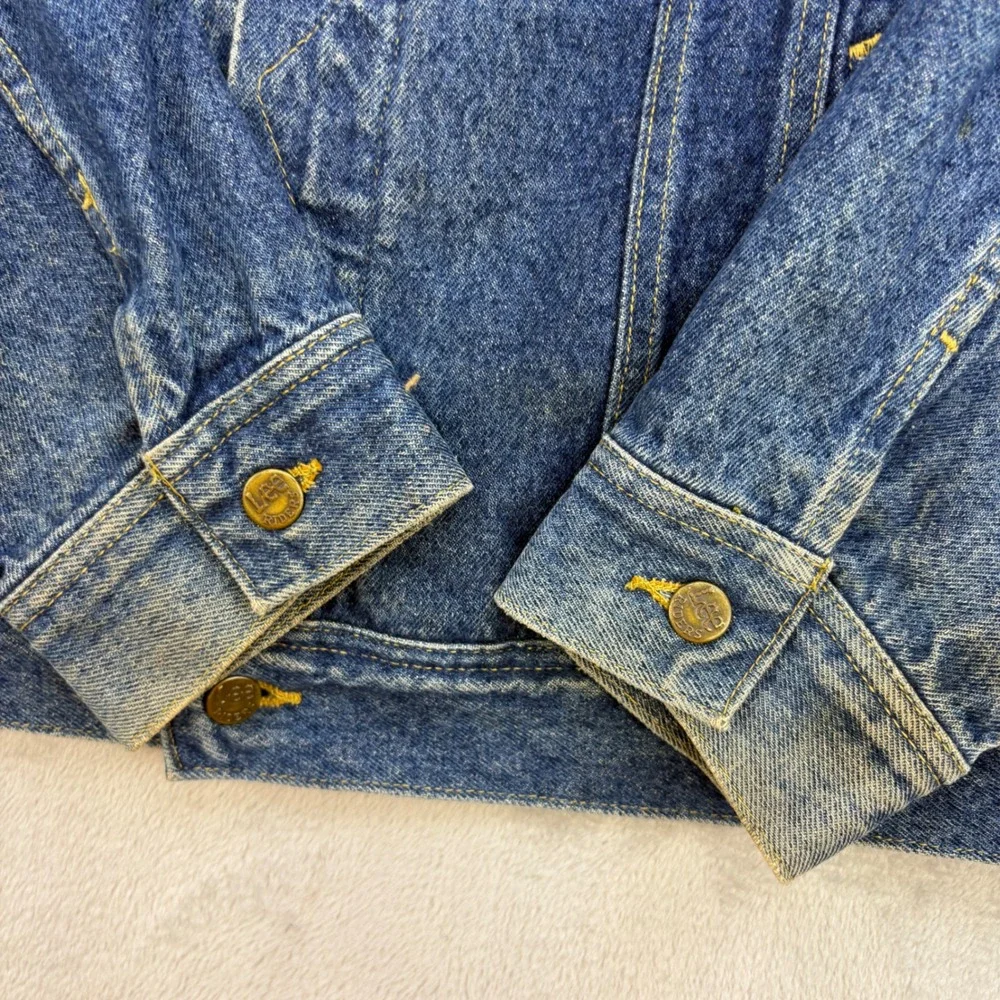 Vintage Lee Denim Jacket Mens 3XL 56R Blue Riders Trucker Made in USA 90s 153438